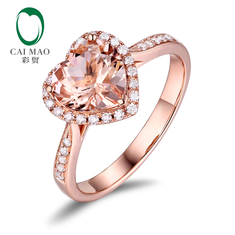 Caimao ювелирные изделия 14 К розовое золото 1.87ct натуральный морганит и 0.22ct бриллиантами Обручение Классический кольцо