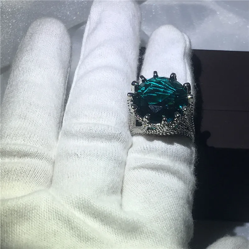 Choucong большой камень кольцо 15ct Синий Циркон Кристалл 925 серебро юбилей