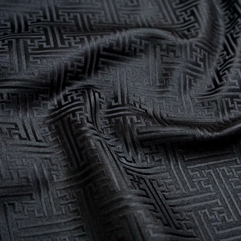 Black Wall weave swastika satin silk brocade cloth for COSPLAY/Kimono/Mongolia clothing/cheongsam/Stage suit 1 order=1meter | Дом и сад