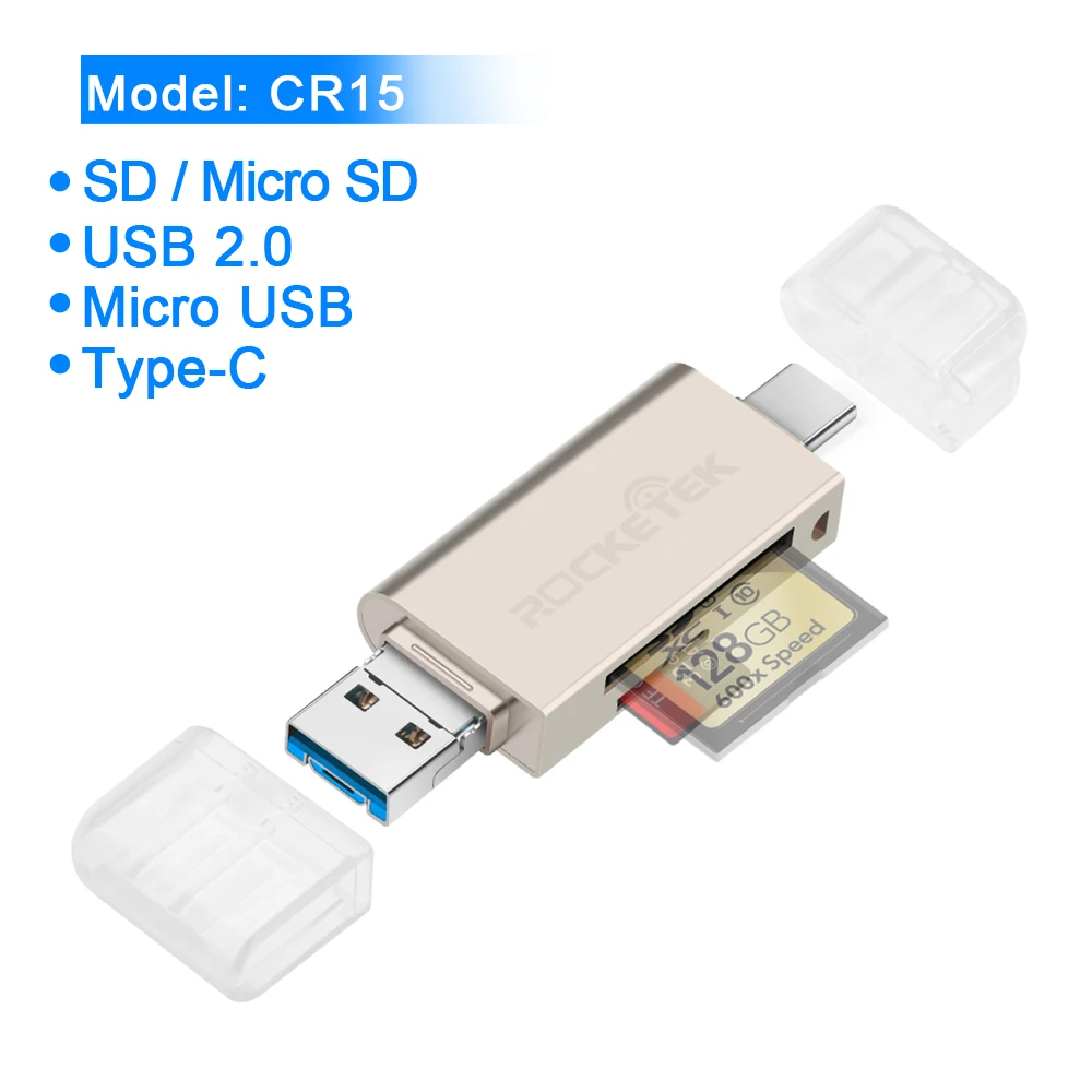 CR15 Rocketek usb 2,0 3,0 считыватель карт памяти Тип c OTG android адаптер кардридер для micro SD/TF microsd ридеры ноутбук компьютер - Цвет: CR15