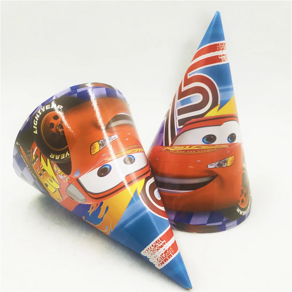 6 шт./компл. Lightning Mcqueen Бумага Шапки детский праздничный костюм поставки Babyshower праздничные колпаки с днем рождения партия поставок пользу