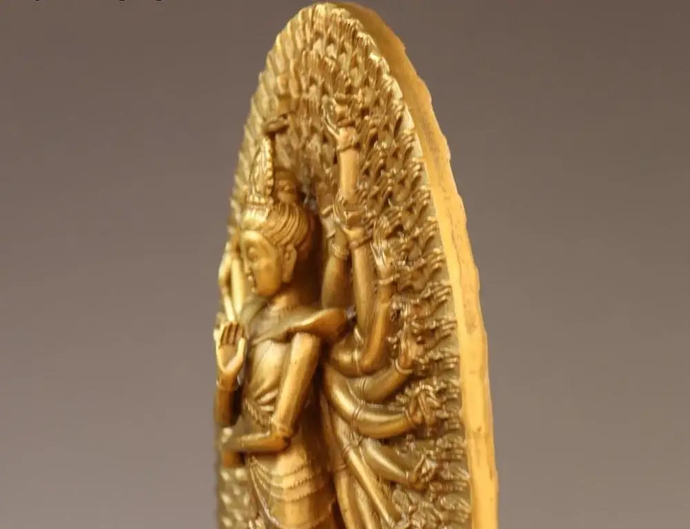 Тибетская Латунь Медь 1000 рук Гуаньинь Кван-Инь статуя Будды Бодхисаттва | Дом и