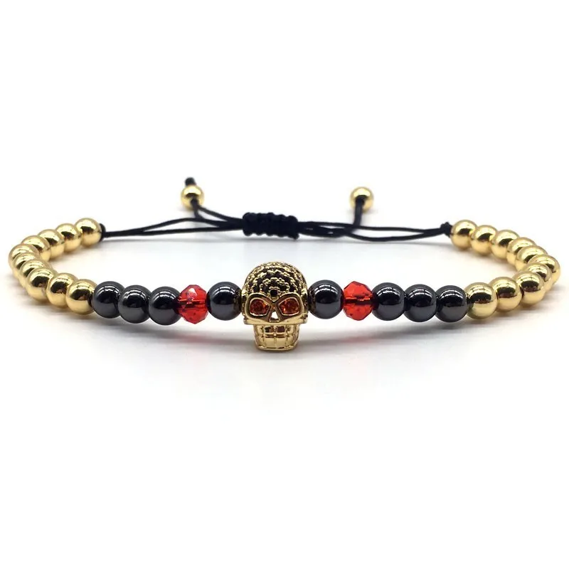 Мужские браслеты в стиле панк с черепом новинка 2020 модный плетеный браслет