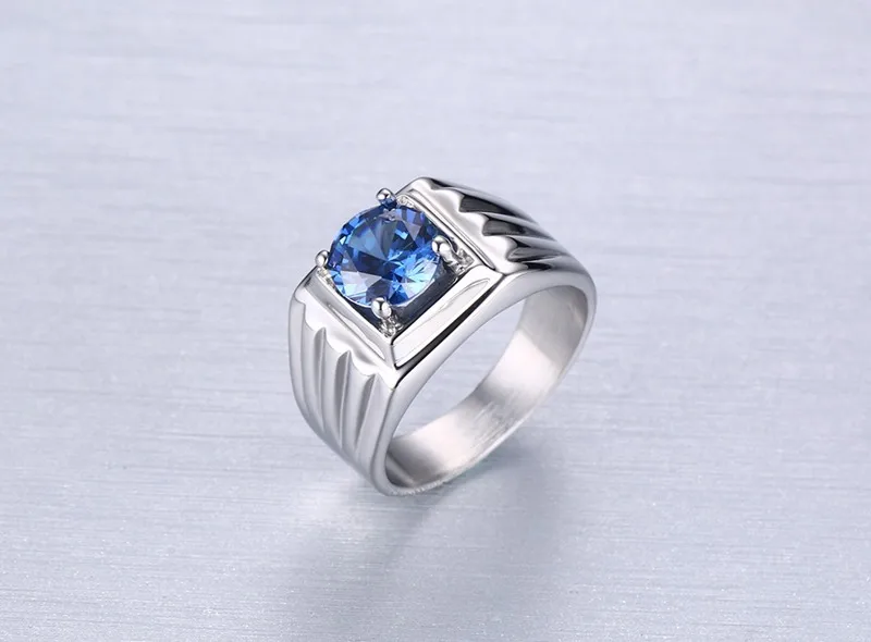 Модное кольцо для помолвки мужчин из нержавеющей стали 316l с искусственным камнем