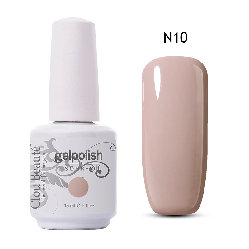 N10 Clou Beaute 15 мл замачиваемый УФ светодиодный Гель-лак для ногтей Базовое покрытие без протирания гель для ногтей золотой блеск телесного цвета лак 244 цветов - Цвет: N10