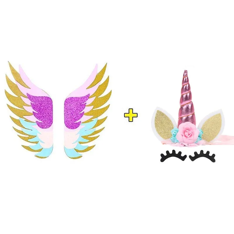 pink wing set Булавка рог на Единороге Вечерние игры единорога декорации с днем рождения детей день детей предметы для вечеринки, сувениры - Цвет: pink wing set