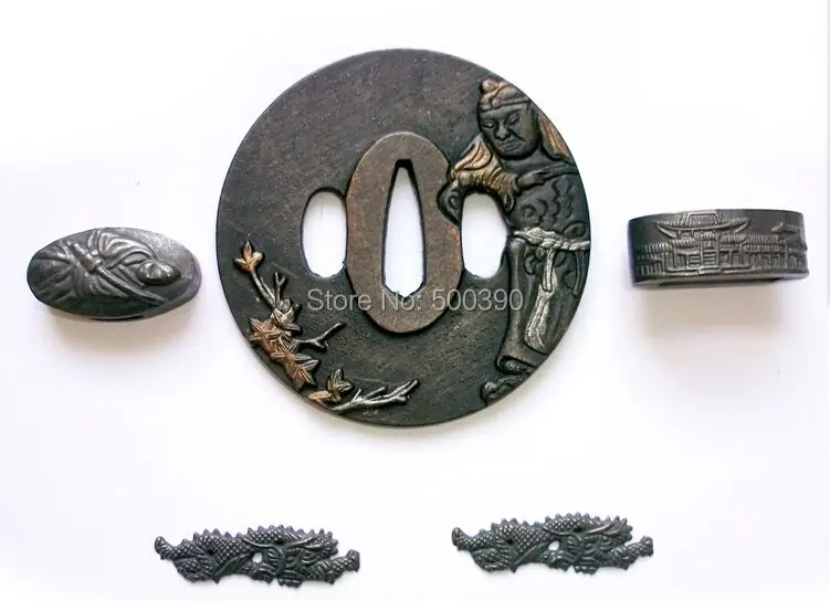 Уникальный Набор Фитингов Tsuba из сплава для японского самурайского меча Катаны с