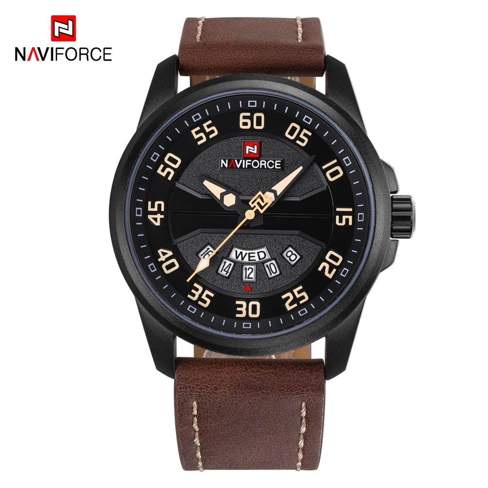 NAVIFORCE 2019 мужские часы кожаный ремень роскошь брендовые кварцевые повседневные