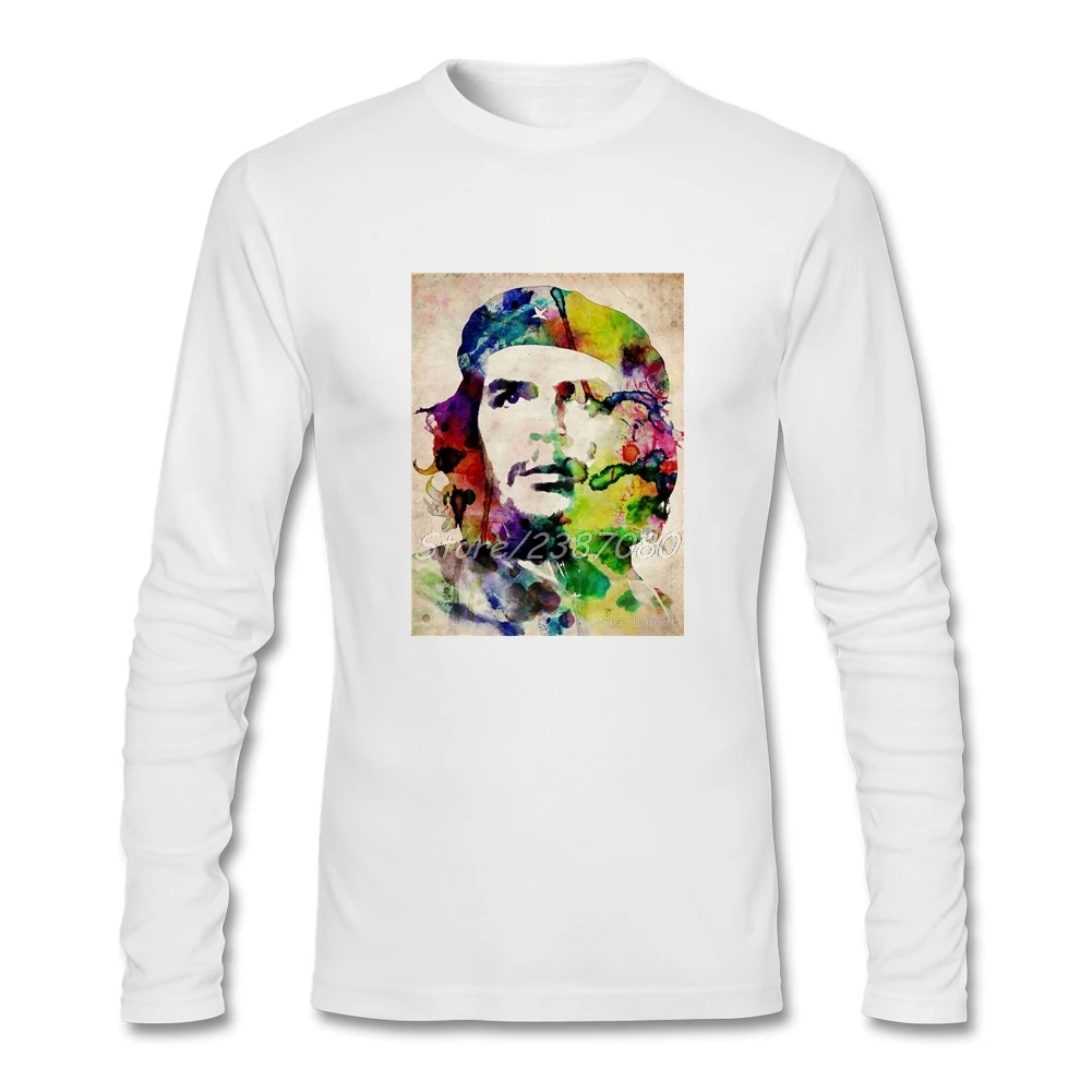 Цветная футболка Che Guevara с длинным рукавом на заказ, мужские футболки, хипстерские забавные хлопковые футболки для мальчиков - Цвет: Белый