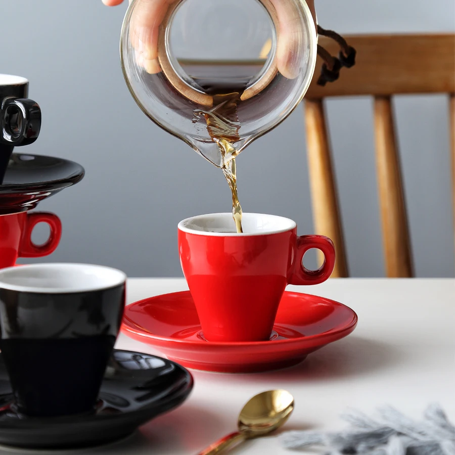 MUZITY Ceramic Cup And Saucer Black Coffee Set Porcelain 90ml Tea Drinkware | Дом и сад