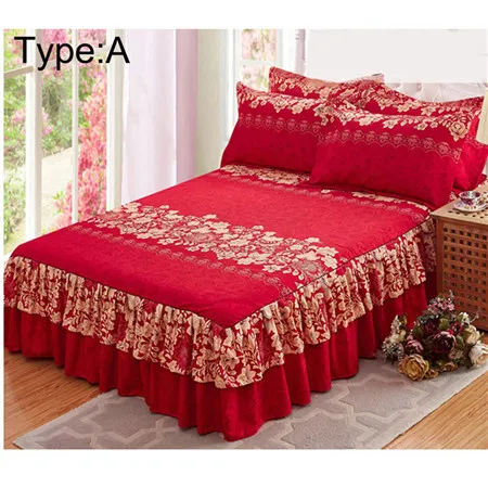 A Bed Skirt ONLY 150x200 см кровать юбка полиэстер Европейский покрывала в стиле Пастораль хлопок наматрасник наволочка свадебный комплект постельного белья - Цвет: A Bed Skirt ONLY