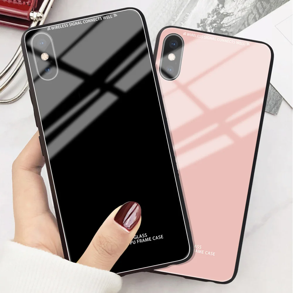 TPU + чехол из закаленного стекла для iPhone X XR мобильный 6 6S 7 8 Plus XS MAX ультратонкий