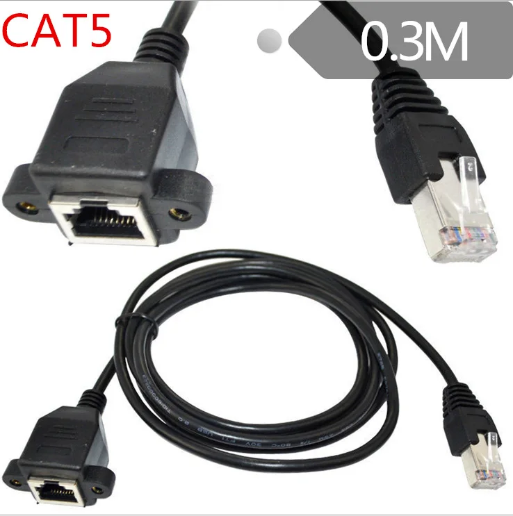 1 фут RJ45 разъем Папа мама винтовое крепление сетевой Удлинительный кабель Ethernet