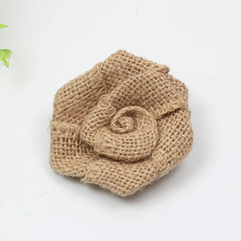 5 шт./лот натуральный джутовый цветок мешковины Hessian цветная Роза ручной работы