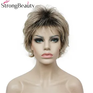 Красивый парик с короткими волнистыми волосами с эффектом омбре, парики с черными и светлыми волосами, синтетические волосы для африканских амриканских женщин