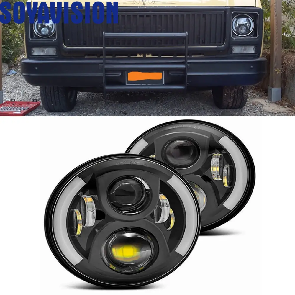 7 дюймовая светодиодная фара 50 Вт 75 90 с углами дюймов круглая для Jeep Wrangler Lada 4x4 Urban