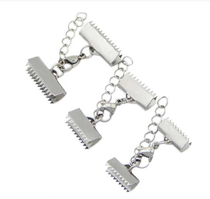 Концевые застежки для шнура из нержавеющей стали 10 компл./лот|clasps connector|fastener