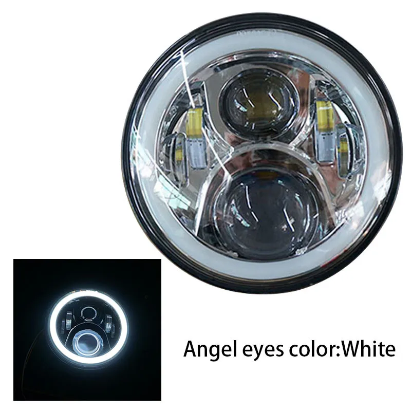 Chrome White halo Черные мотоциклетные светодиодные фары 7 дюймов 75 вт высокий/Низкий Луч для Honda CB400 CB500 CB1300 налобный фонарь - Цвет: Chrome White halo