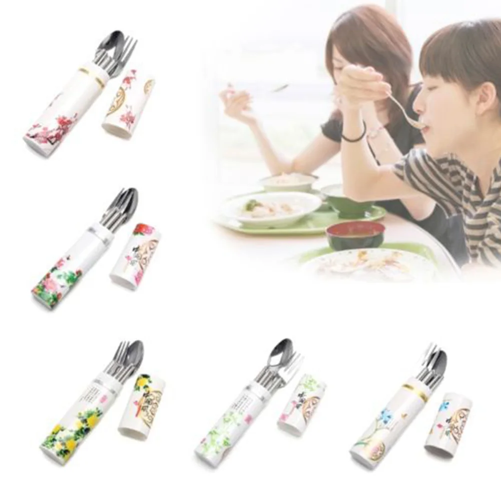 3 шт. набор палочек для еды портативная дорожная школьная вилка пикника посуда