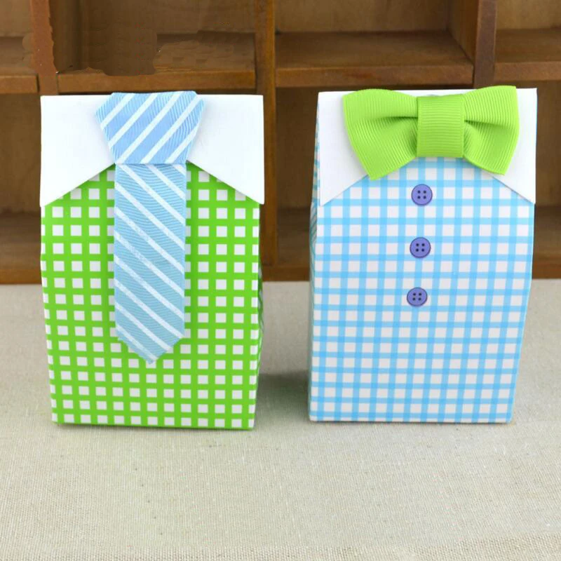 

50Pcs/Lot Striped Tie Bow Tie Candy Boxes Baby Shower Sweet Paper Box Wedding Favor Boxes Gift Box Birthday Party Supplies