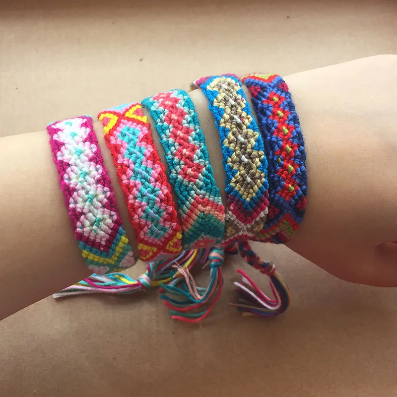 10pcs/lot Assorted Bohemian Friendship Bracelet Braided Thread Cord Weave Woven Women Men Handmade Ethnic Bracelets NO.11-20 | Украшения и