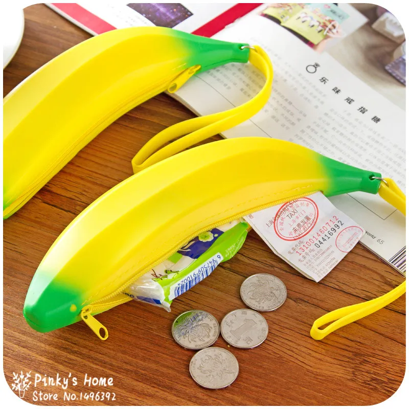 

Korea Stationery Pencil Silicone Purse Wallets Bananas Pen Pouch Pencils Bag