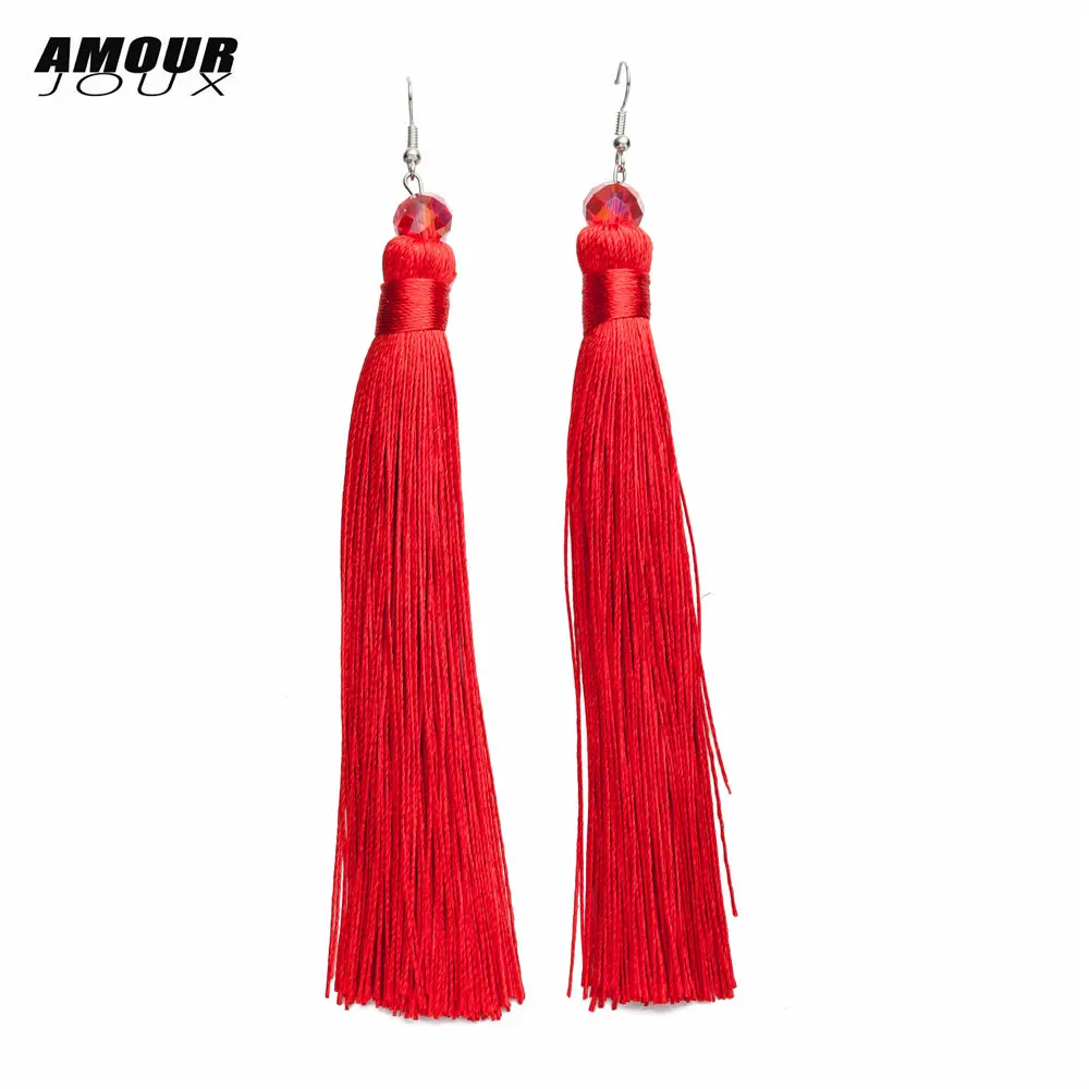AMOURJOUX Ethnic 13.5cm Very Long Tassels Vintage Dangling Earrings For Women Female Drop Earring | Украшения и аксессуары