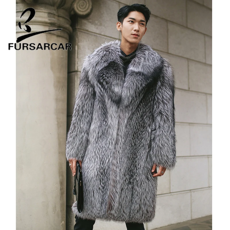 Новинка 2021 модное пальто FURSARCAR из натурального меха для мужчин зимняя длинная