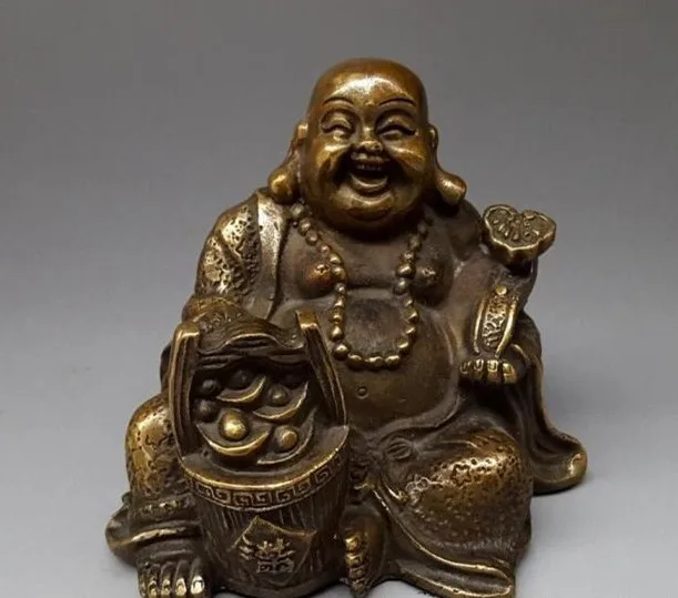 

Китайская латунь богатство ruyi счастливый Майтрейя Будда статуя