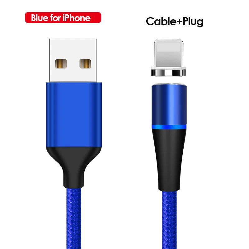 Blue For iPhone MOOJECAL 3A Магнитный USB кабель для быстрой зарядки для iPhone X XS MAX XR 8 7 6s Plus 5 кабель для мобильного телефона зарядное устройство Шнур Usb кабель для передачи данных - Color: Blue For iPhone