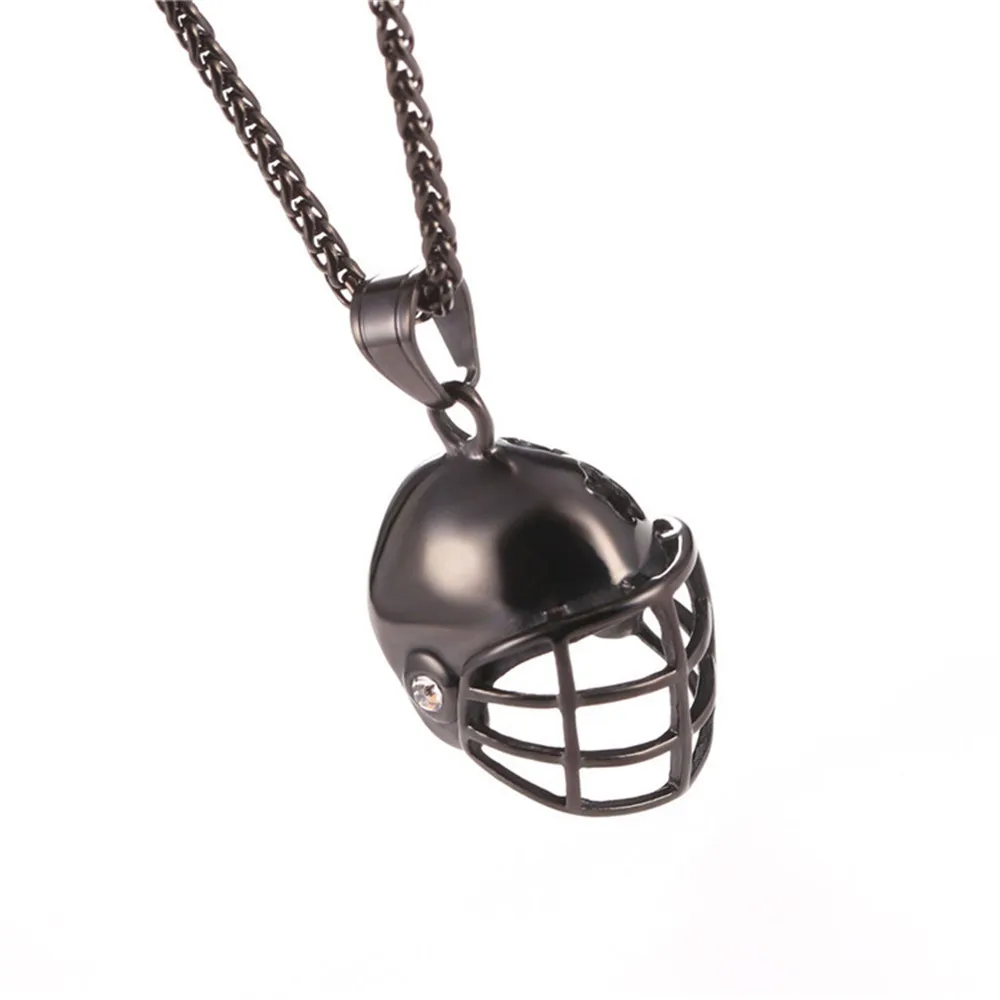 Нержавеющая сталь спортивный мяч с подвеской в виде шлема для регби ожерелье