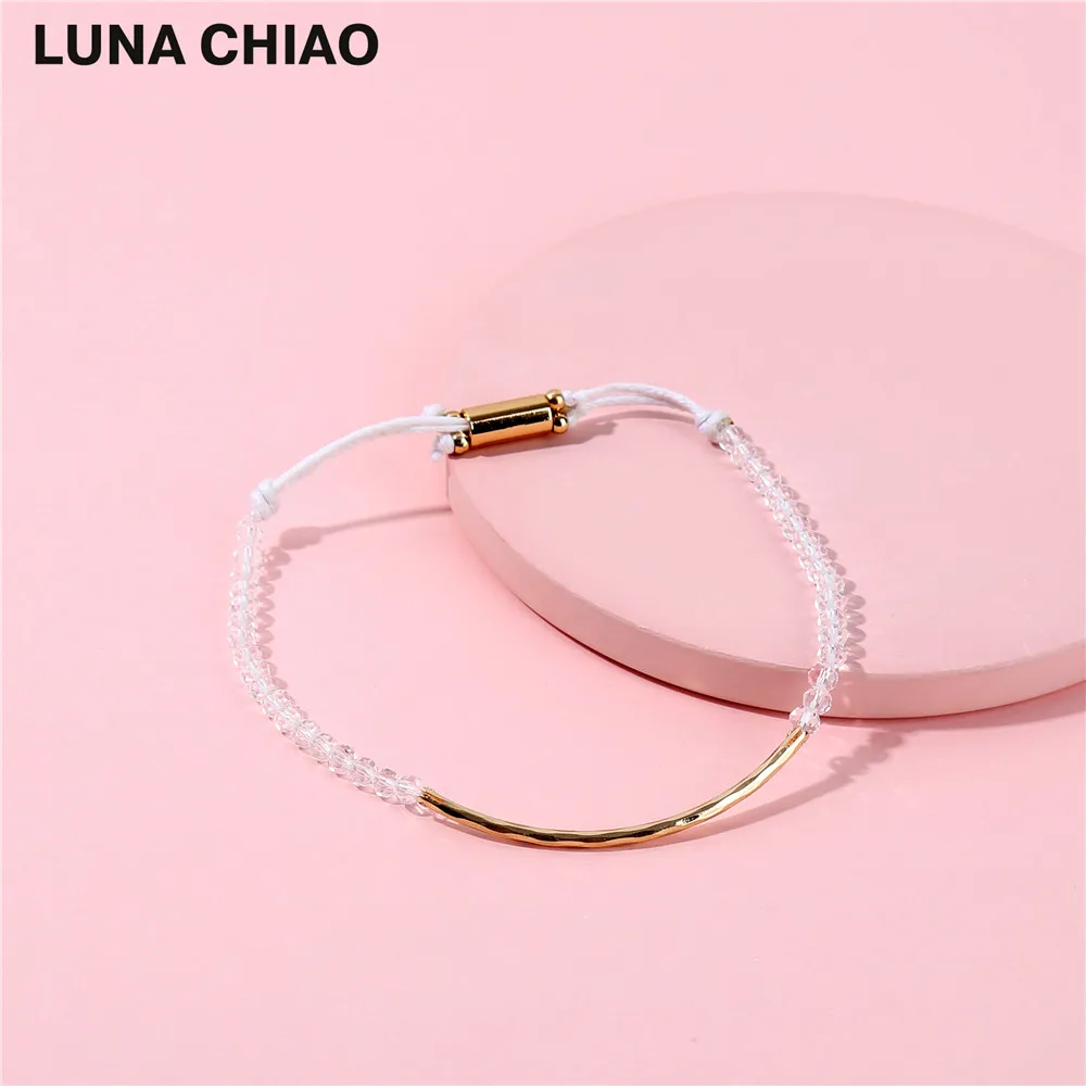Модные Изящные браслеты LUNA CHIAO из стеклянных бусин с тонкой нитью для женщин|bracelet