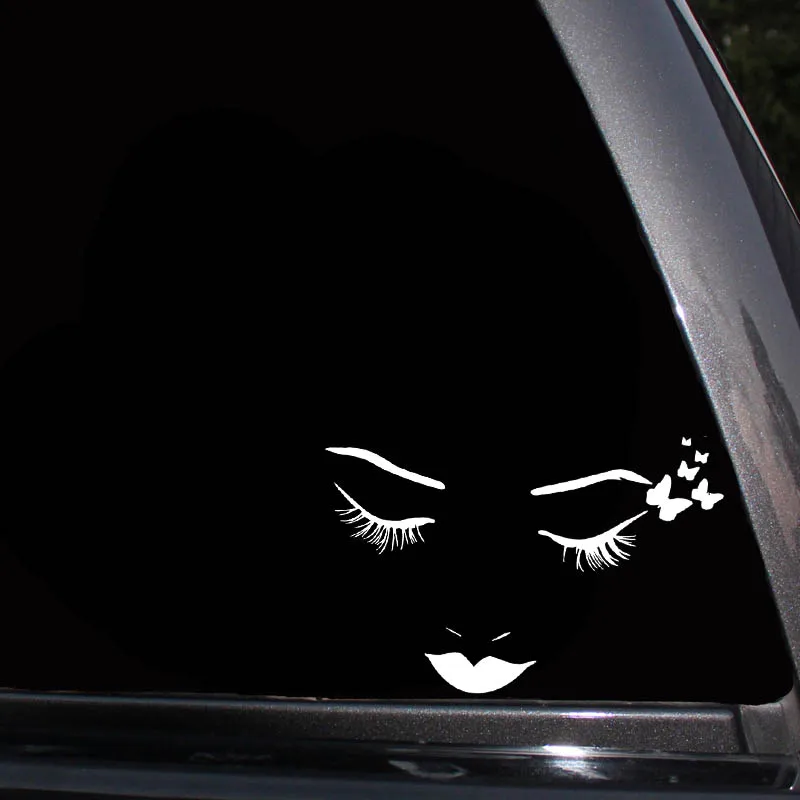 YJZT 13.6*9.3CM Shy Cute Beautiful Gorgeous Girl Face Car Sticker Black/Silver Vinyl Decal Popular Fashion Style C20-0916 | Автомобили и