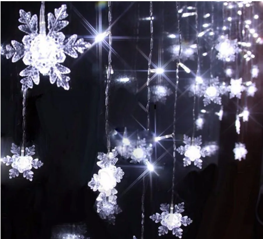 

3.5M 100led 16Pcs Snowflake LED Curtain String Lights Lamp Garden Christmas Wedding Party Ceiling Decoration lights AC 110V/220V