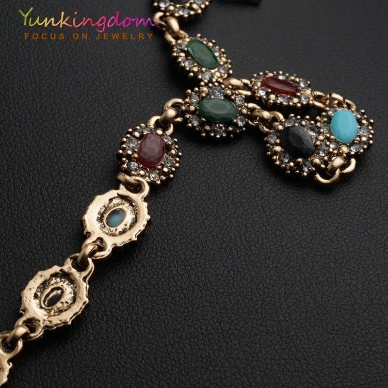 Yunkingdom цветок Pulseira Feminina ювелирные изделия, золотой цвет винтажные браслеты, античное золото цвет юбилей подарки YUN0678
