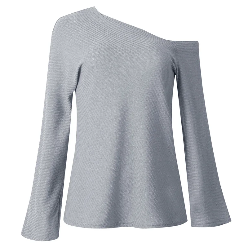 Элегантные на одно плечо блузка модная женская зимняя одежда винно-красного