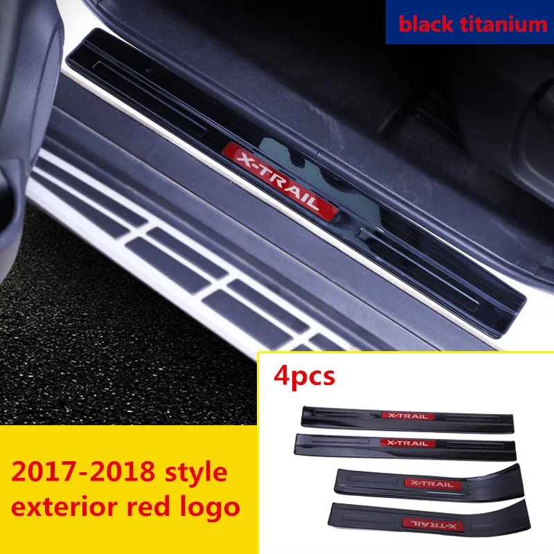 red logo Для Nissan X-trail X trail T32- Добро пожаловать педаль refires порога полосы части порога Царапины защита автомобиля аксессуары - Цвет: red logo