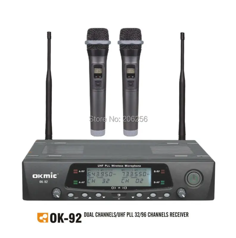 Новинка OKMIC OK-92 Высокое качество беспроводной двойной ручной KTV 32/96 UHF/PLL