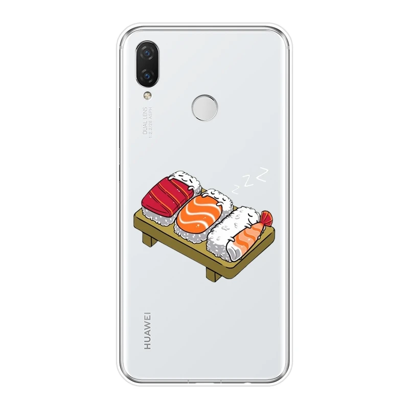 Милая мягкая задняя крышка Sushi Food Japan для Huawei Nova 2i 3 3I 3E 2 Lite Plus силиконовый чехол
