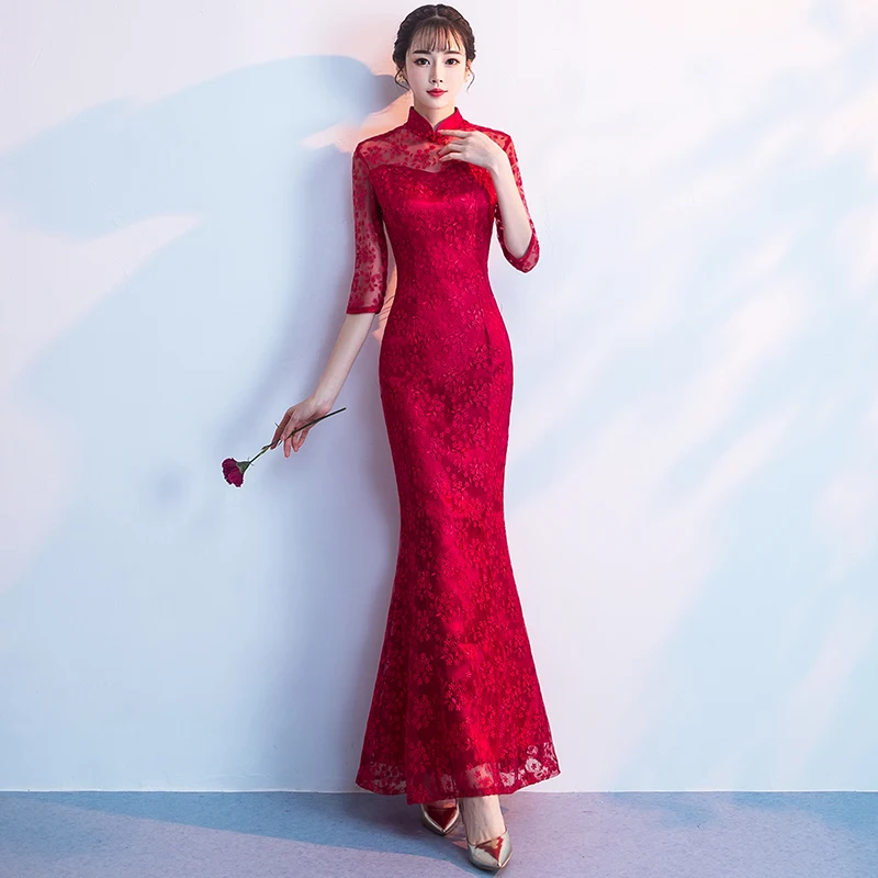 Национальный Ветер женское кружевное короткое cheongsam сексуальный Тан костюм cheongsam кружевное китайское платье розовый черный - Цвет: color10