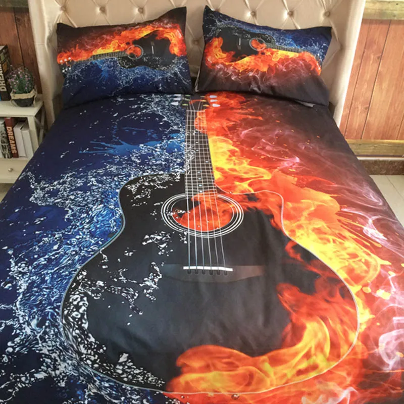 3 шт./лот набор постельного белья королевского размера с принтом гитары роскошное