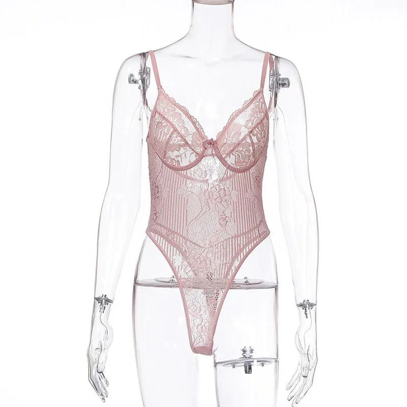Pink Bodysuit SEBOWEL, женские сетчатые кружевные обтягивающие боди, без рукавов, открытая спина, женская сексуальная верхняя одежда, XS-XL, 20 цветов - Цвет: Pink Bodysuit