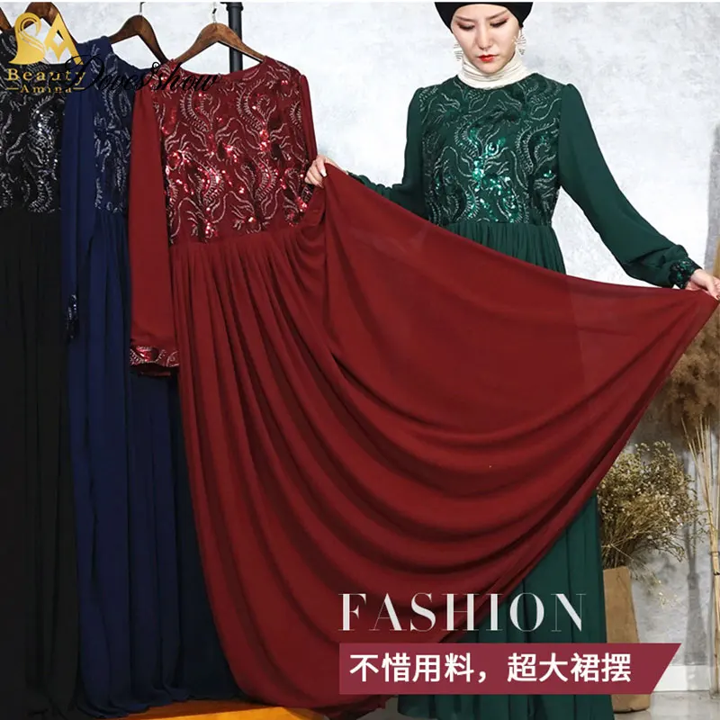 Мусульманское платье с 3D вышивкой и блестками абайя мусульманское женское