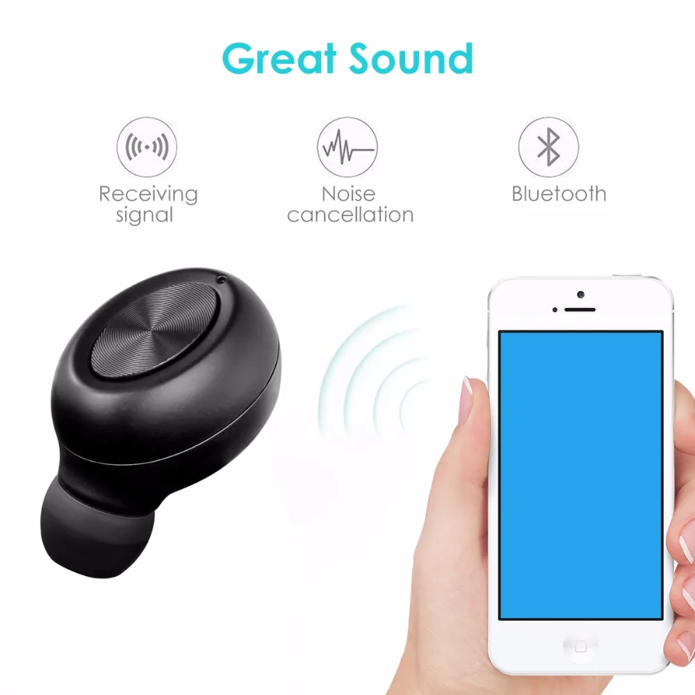 Компактные скрытые беспроводные Bluetooth наушники SOONHUA с длительным временем работы