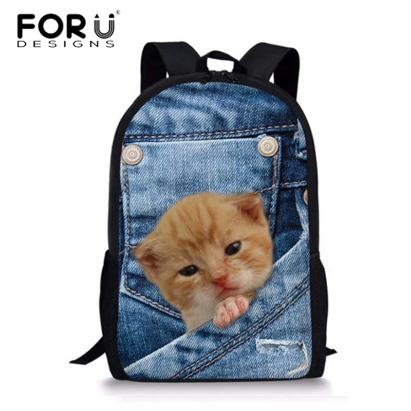 FORUDESIGNS/Новые сумки для начальной школы девочек джинсовая школьная сумка Детский