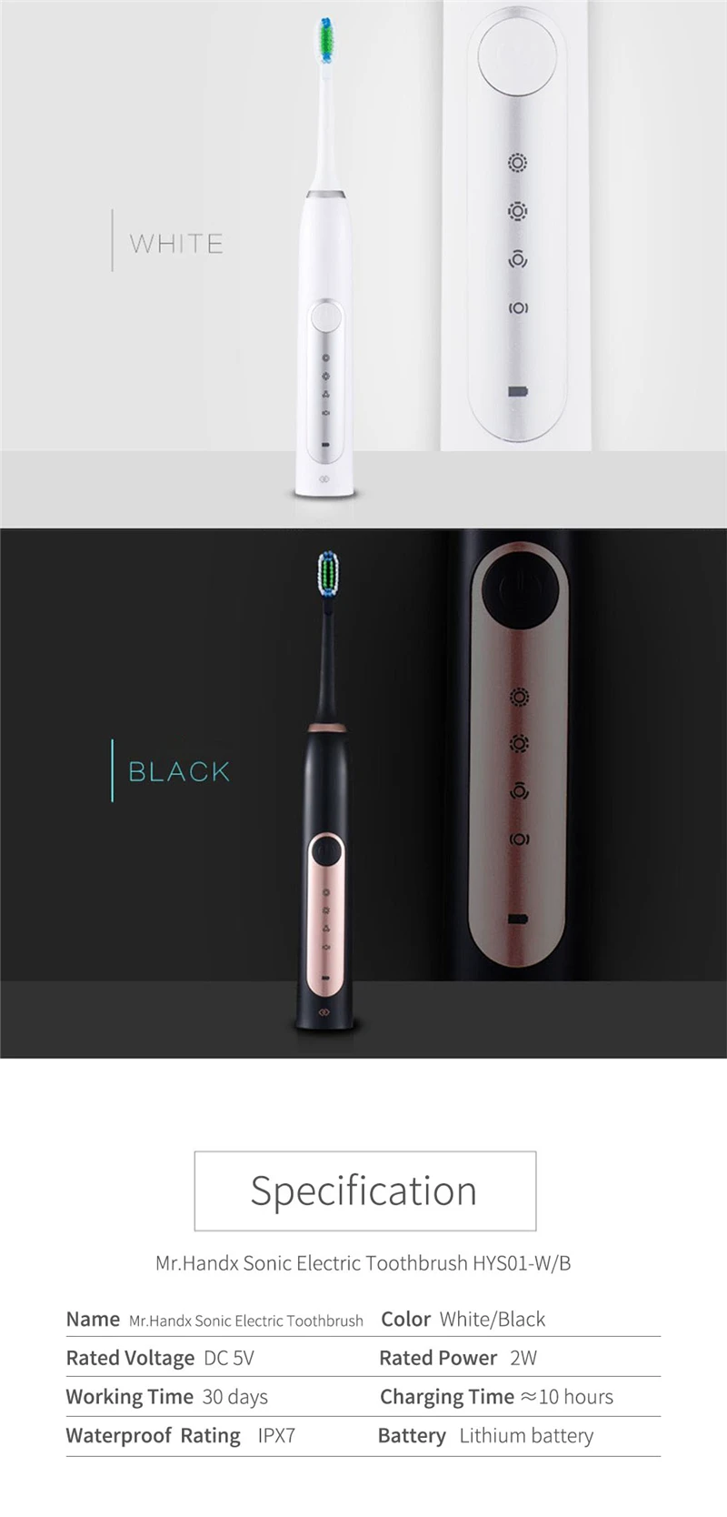 YOUPIN Mr. Handx электрическая зубная щетка Smart 4 Режим чистки беспроводной датчик зарядки IPX7 Водонепроницаемая электрическая зубная щетка