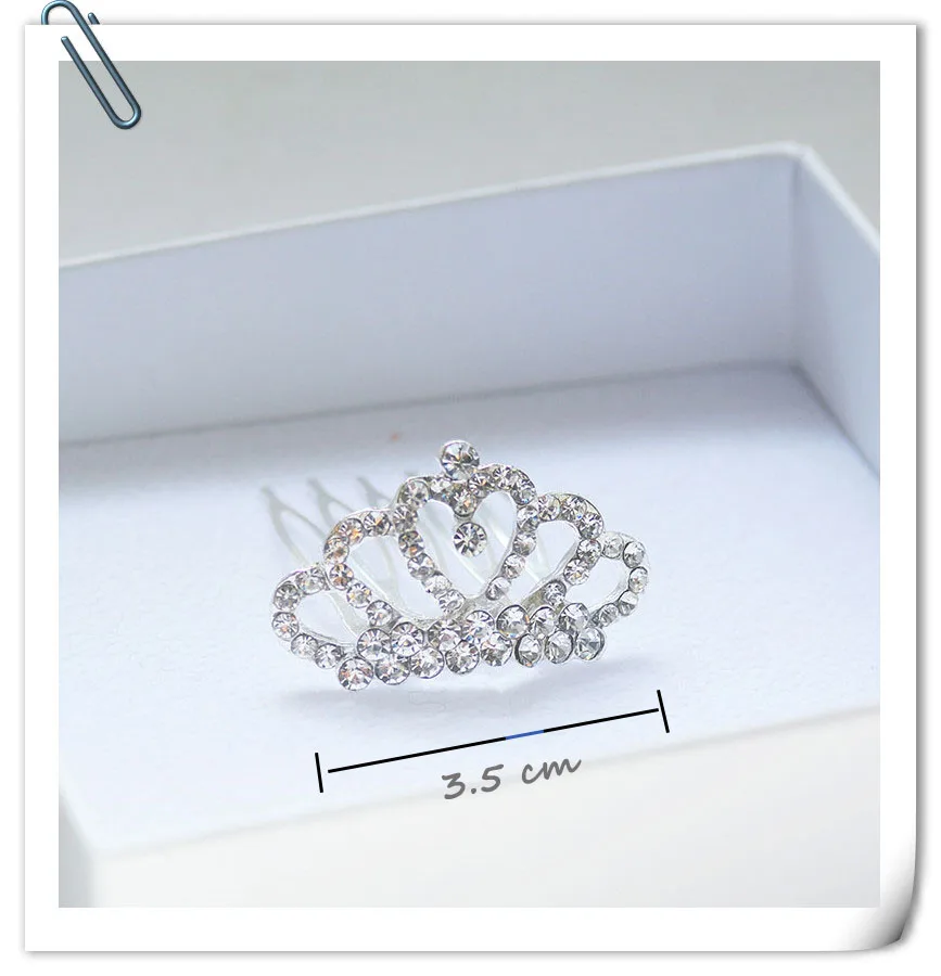 Красочные Rhinestone металла мини-Корона гребни для модная одежда для девочек с цветочным узором для девочек вечерние Тиара для волос аксессуары для волос