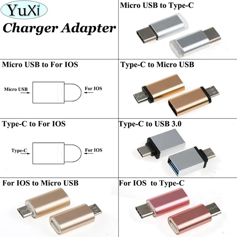 Адаптер YuXi 2 шт./лот Type C штекер на Micro USB/для iphone /USB 3 0 гнездо USB OTG адаптер Поддержка
