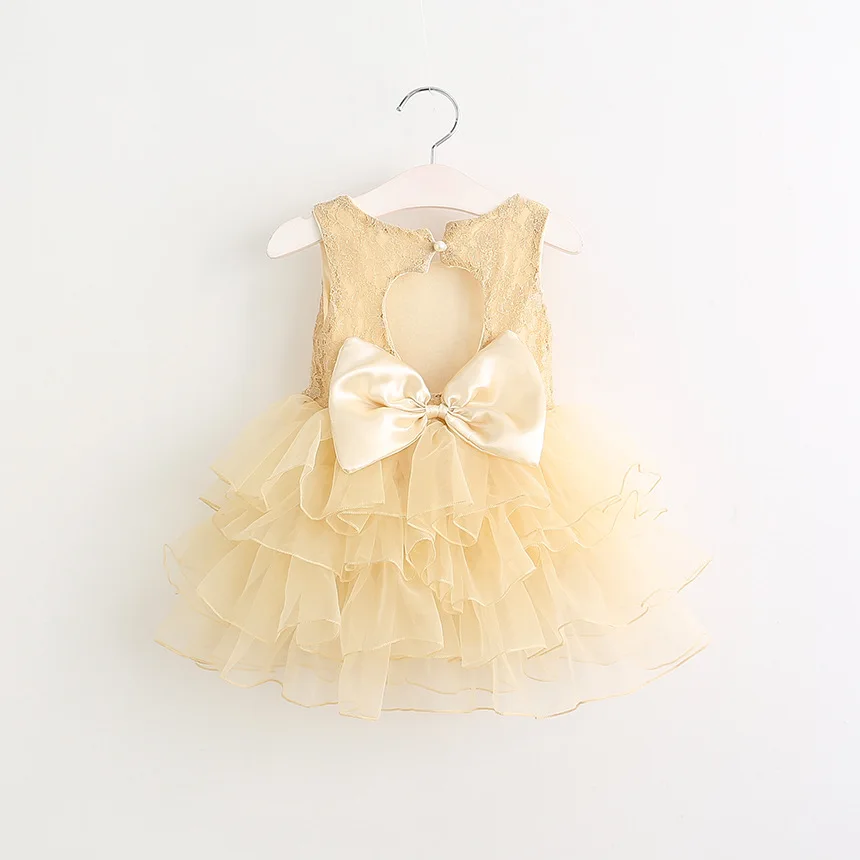 Лето 2018 детское платье для девочек Кружево любовь торт большой бант Слои пачки