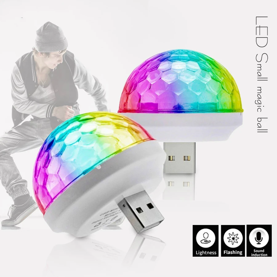 Мини диско светильник с питанием от USB портативный домашний вечерние хрустальный